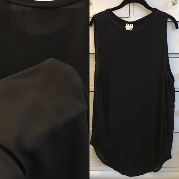 Haute Hippie Tops - HAUTE HIPPIE sleeveless sheer back black tunic